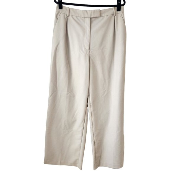 Zara Pants - Zara Straight Wide Leg Cream Modern Classic Trouser Pants Women's XL